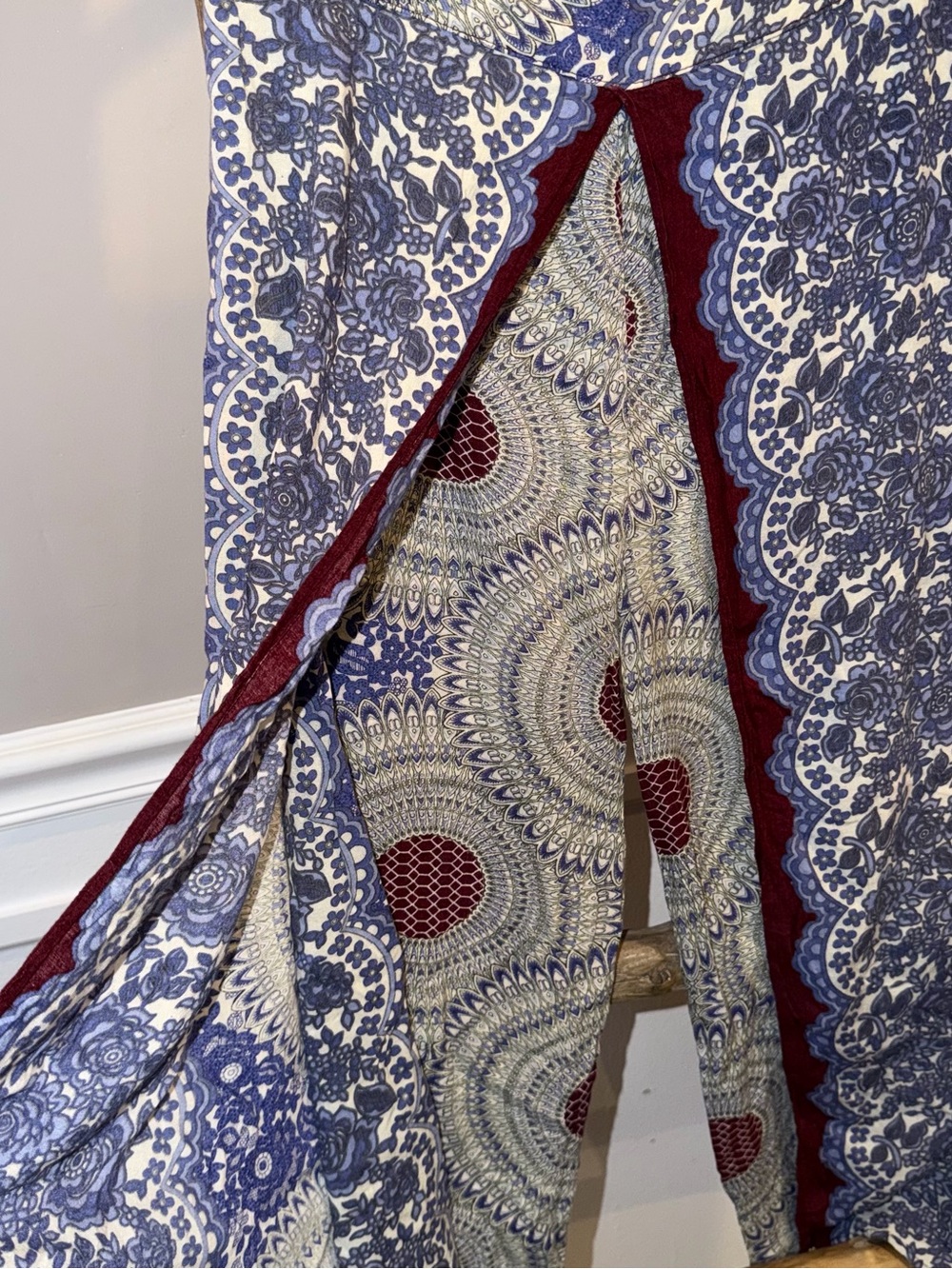Boho Free Spirit Open Leg Thai Yoga Festival Pants in Mandala Size Medium